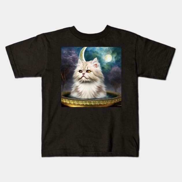 White Persian Cat Kids T-Shirt by Shadowbyte91